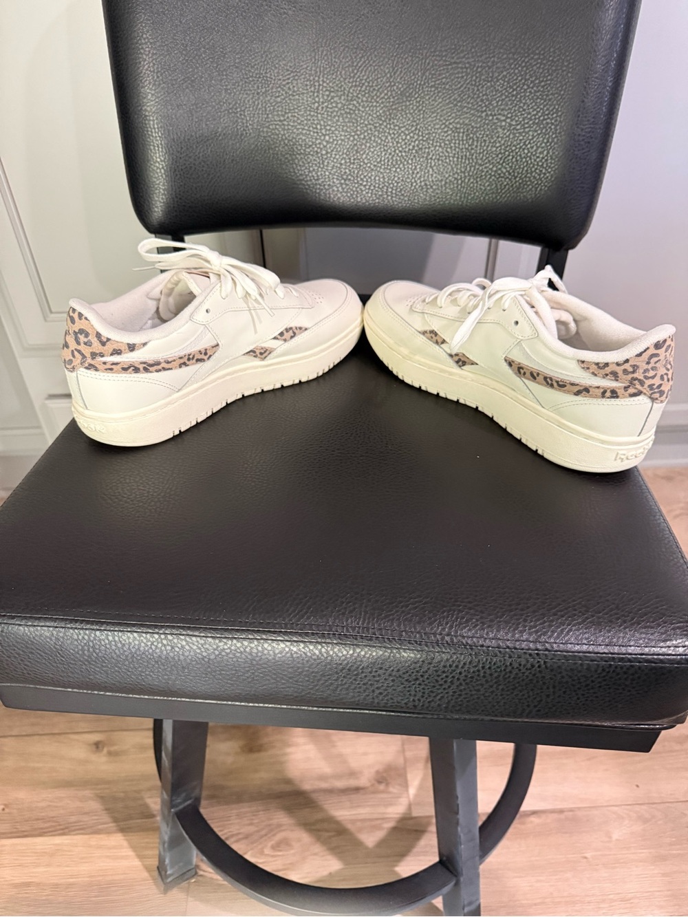 Reebok White Sneakers with Leopard Print Trim - Picture 4 of 7